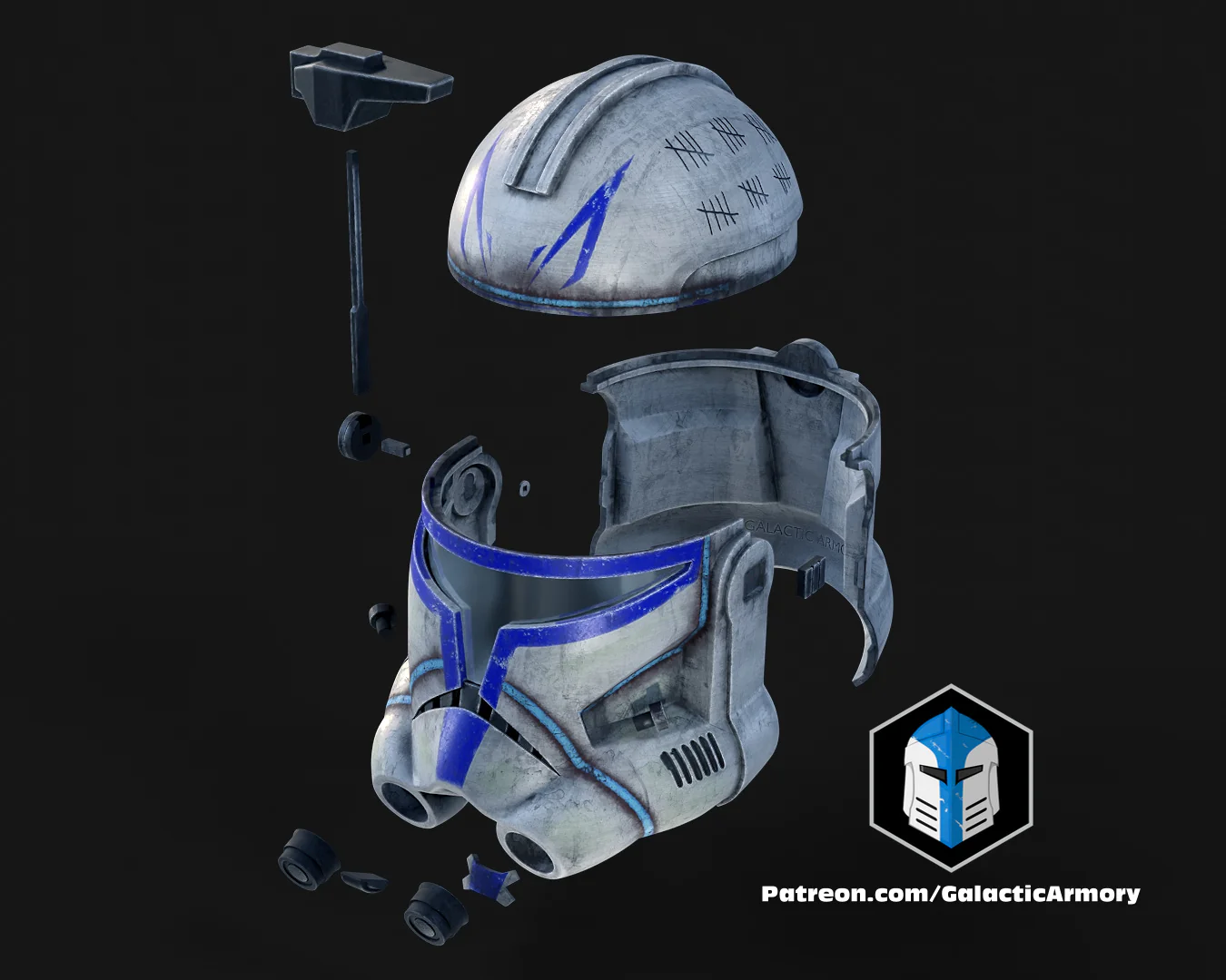 Animated Captain Rex Helmet - 3D Print Files - Image 6
