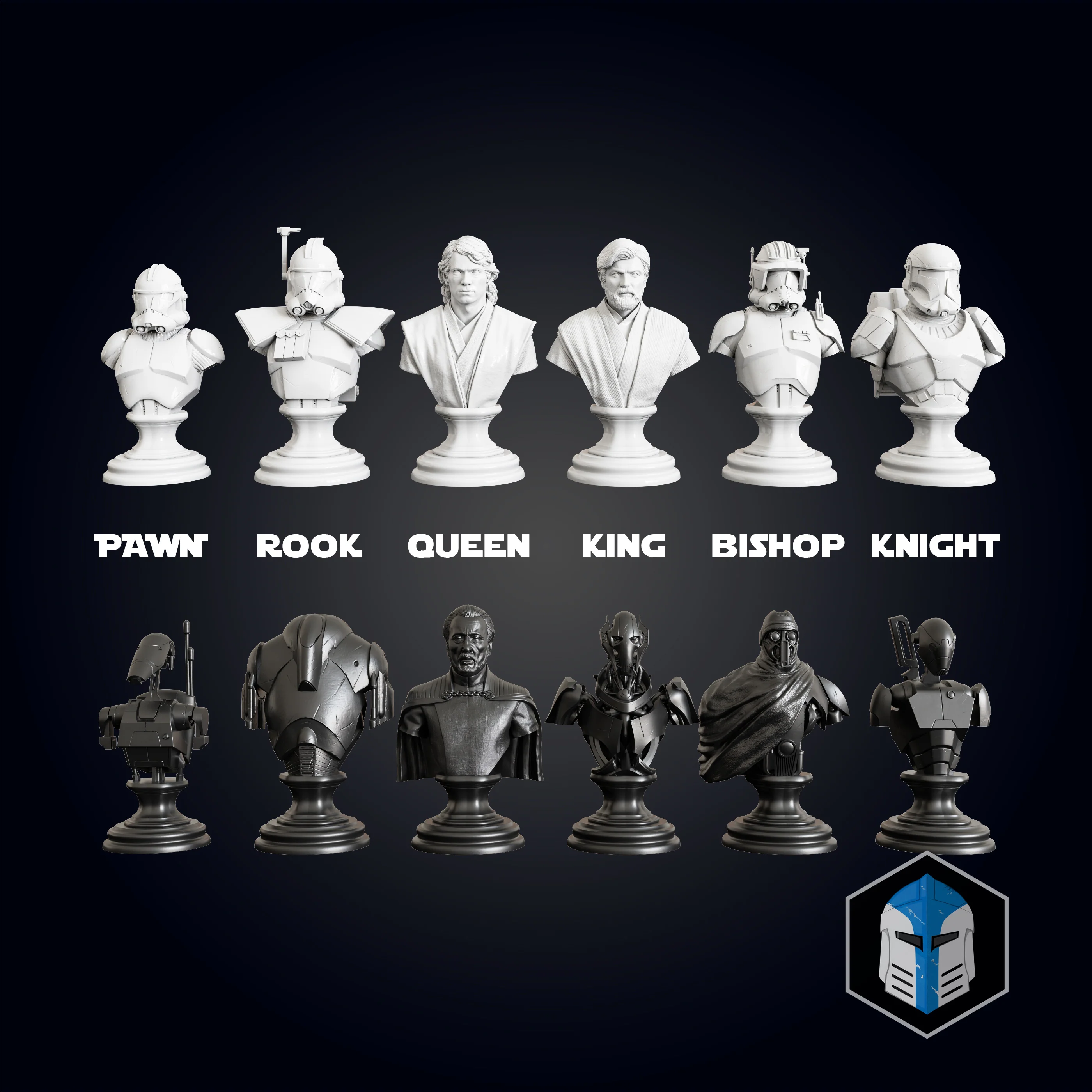 Clone Wars Republic/CIS Chess Set - 3D Print Files - Image 9