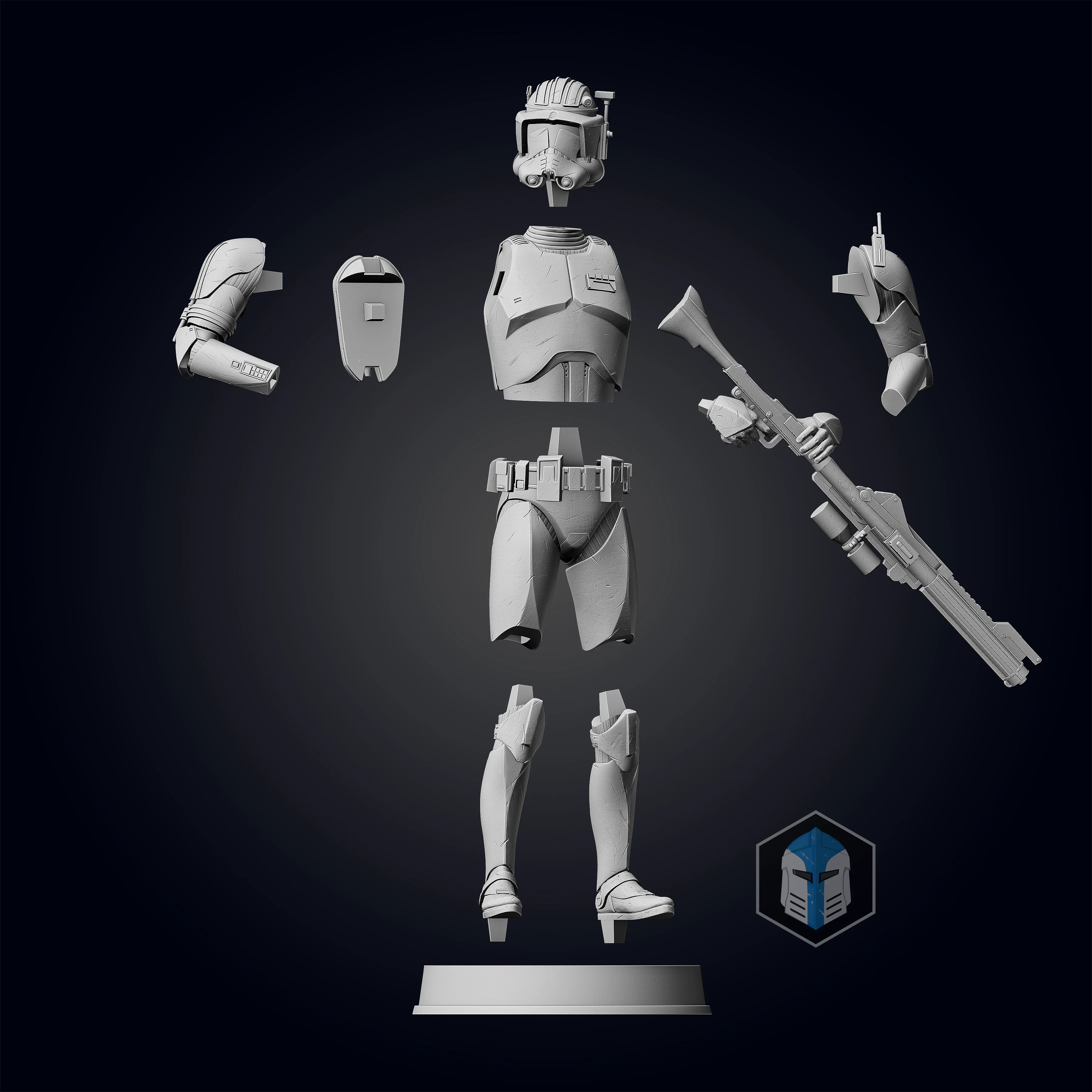 Commander Cody Figurine - Pose 1 - 3D Print Files - Image 9