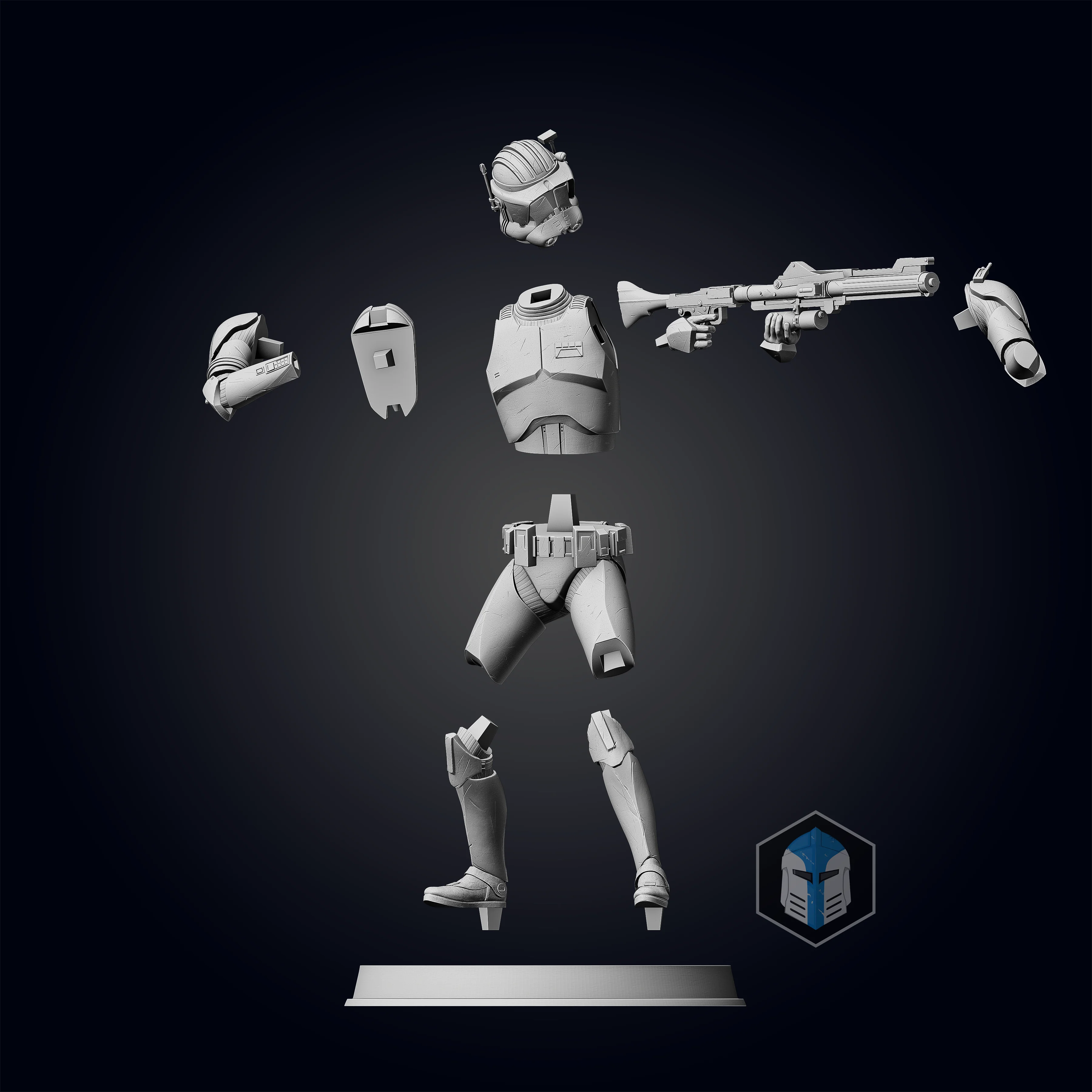 Commander Cody Figurine - Pose 2 - 3D Print Files - Image 9